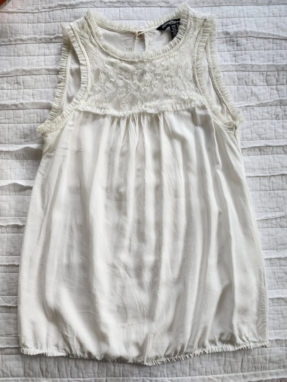Streetwear Society White Ruffled Neck Blouse Tank Top - Picture 2 of 6